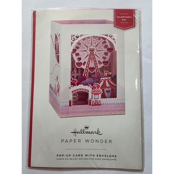 Hallmark Paper Wonder Lot Valentine's Bear Ferris Wheel Pop Up Card - Picture 2 of 5